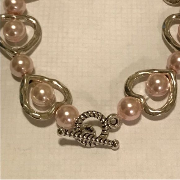 Light pink rose imitation pearl bracelet - Picture 2 of 4